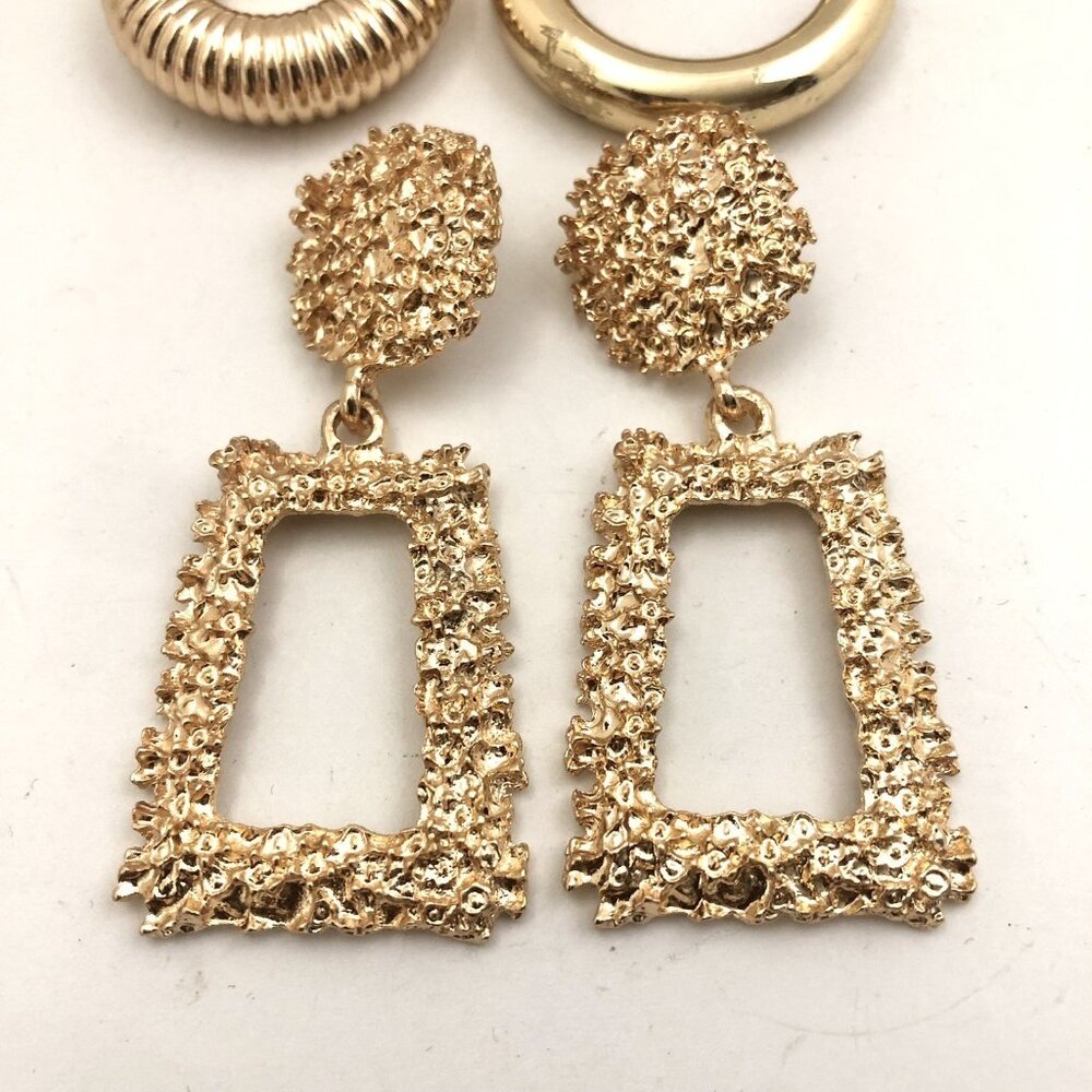 gold tone earrings lot Hoops Dangle Pierced - Picture 4 of 5
